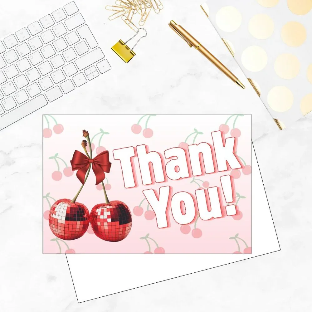 50 Pack.Cherries Thank You Cards  4x6